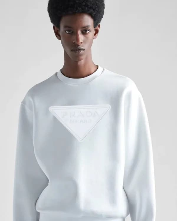 프라다 남자 크루넥 화이트 맨투맨 - Prada Mens White Tshirts - pr… - 1