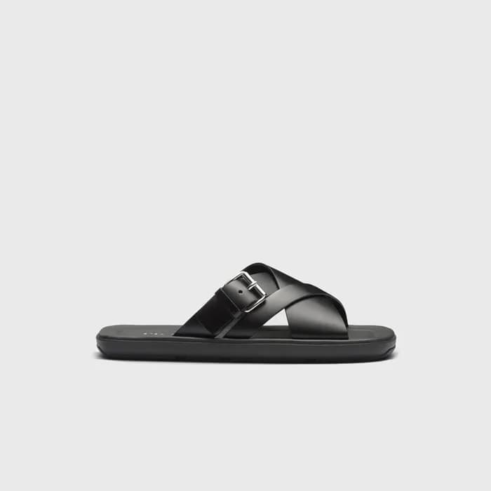 프라다 남성 브러시드 가죽 슬라이드 슬리퍼 【매장-170만원대】 - Prada Mens B… - 1