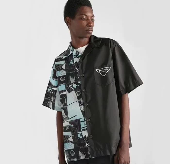 프라다 남성 모던 블랙 반팔 셔츠 - Prada Mens Black Short sleeve… - 1