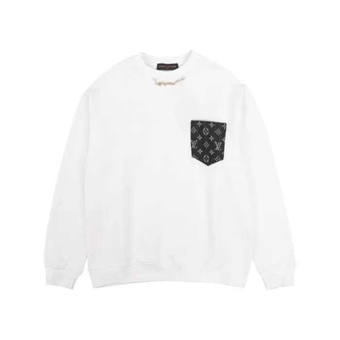 루이비통 남성 화이트 맨투맨 - Louis vuitton Mens White Tshirts… - 1