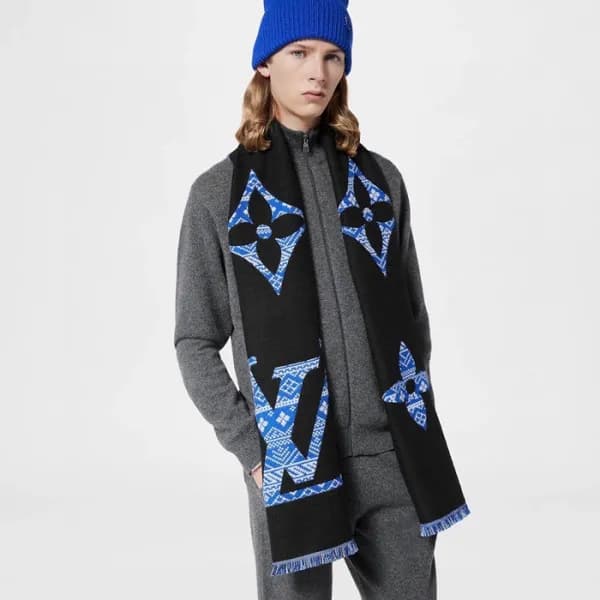 루이비통 남성 블랙 머플러 - Louis vuitton Mens Black Muffler … - 1