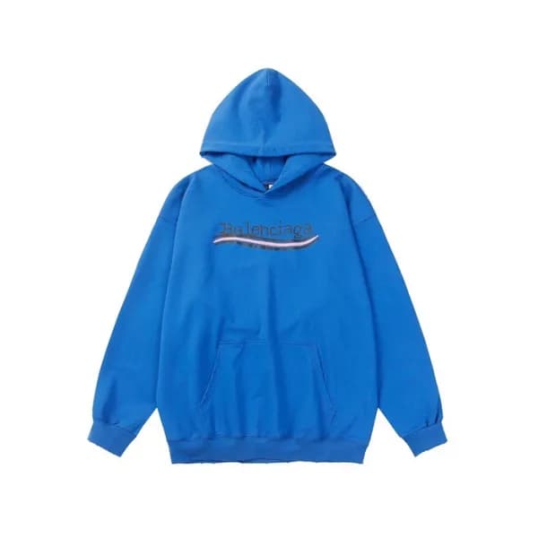 발렌시아가 남/녀 블루 후드티 - Balenciaga Unisex Blue Hoodie -… - 1