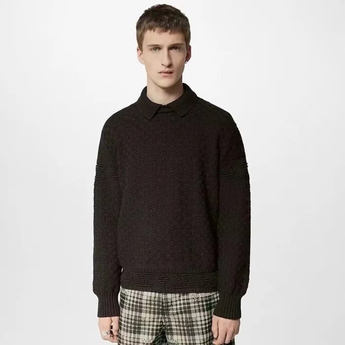 루이비통 남성 블랙 폴로 니트 - Louis vuitton Mens Black Knits-… - 1