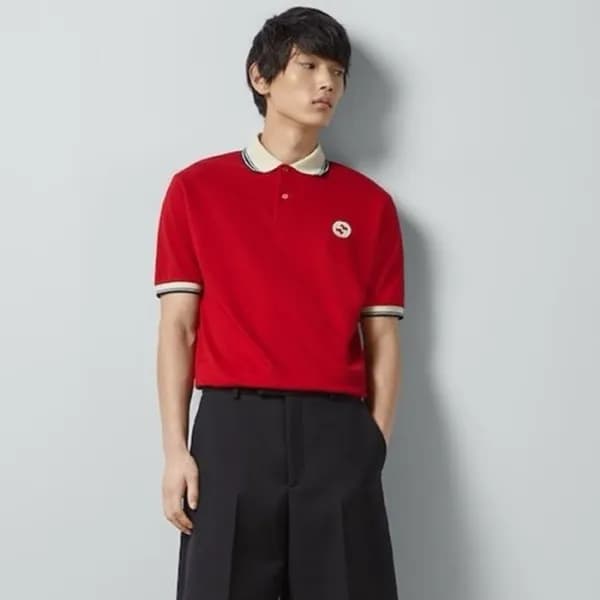 구찌 남성 레드 폴로 반팔티 - Gucci Mens Red Short sleeved Tsh… - 1