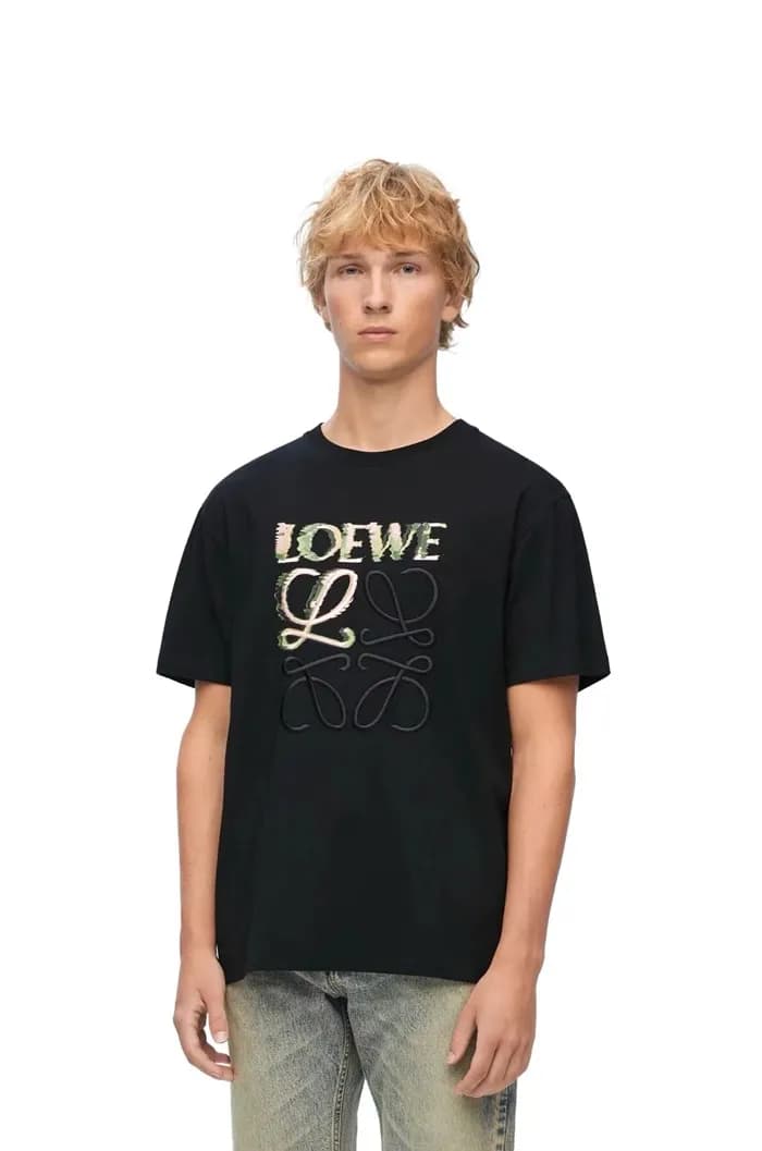 로에베 남성 블랙 반팔티 - Loewe Mens Black Tshirts - loc328x - 1