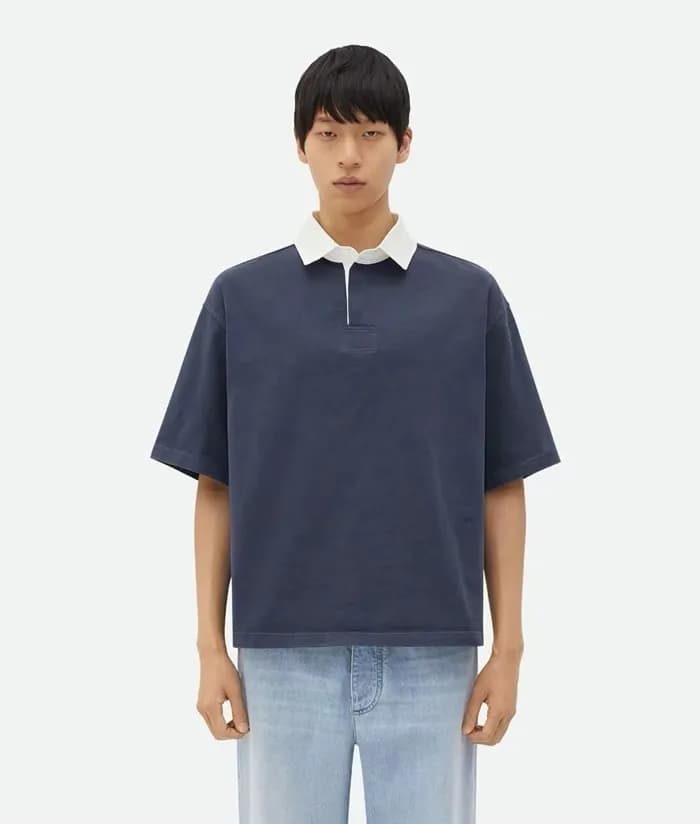 보테가베네타 남성 네이비 폴로 반팔티 - Bottega veneta Mens Navy Po… - 1