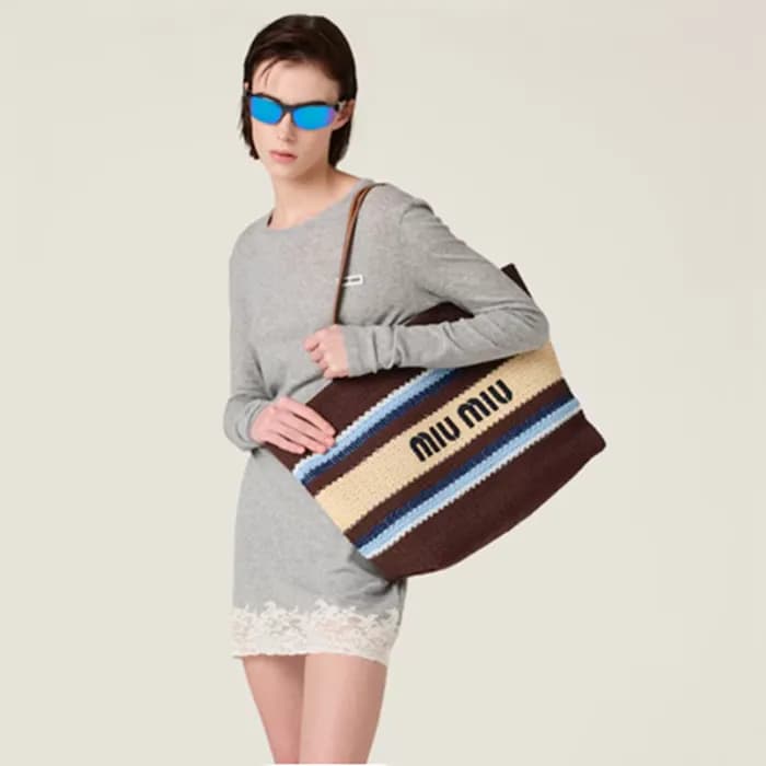 미우미우 라피아 우든 토트백 - MiuMiu Rapia Cotton Tot Bag - mi… - 1