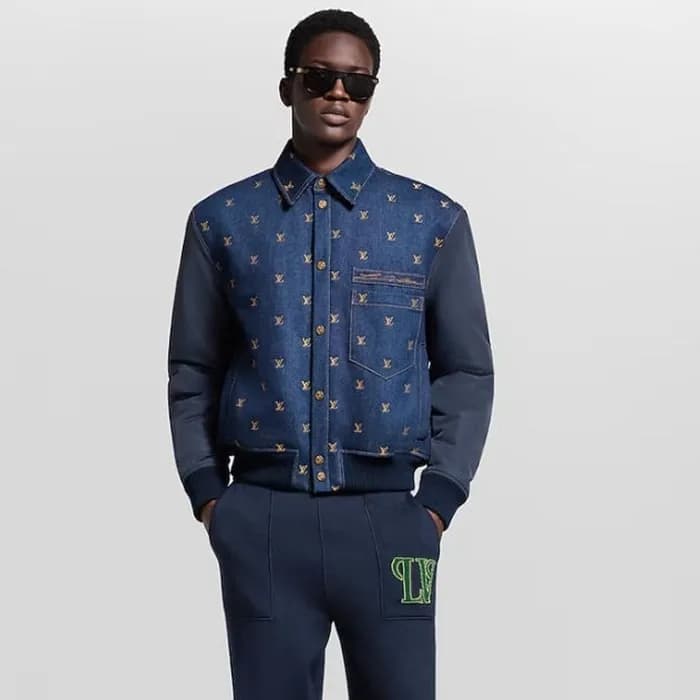 루이비통 남성 업사이클링 데님 바시티 자켓 - Louis vuitton Mens Upcyc… - 1