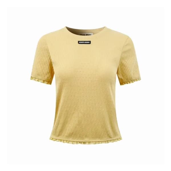 미우미우 여성 라운드 티셔츠 - Miumiu Womens Round Tshirt - mic… - 1