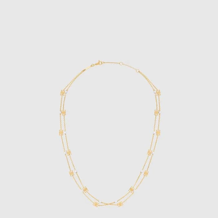 셀린느 여성 트리옹프 펄 더블 네크리스 - Celine Womens Triomphe Pearl Double Necklace - acc10622x - 1