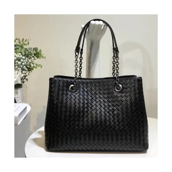 Bottega Veneta Leather Black Women Tote Shoulder B… - 1