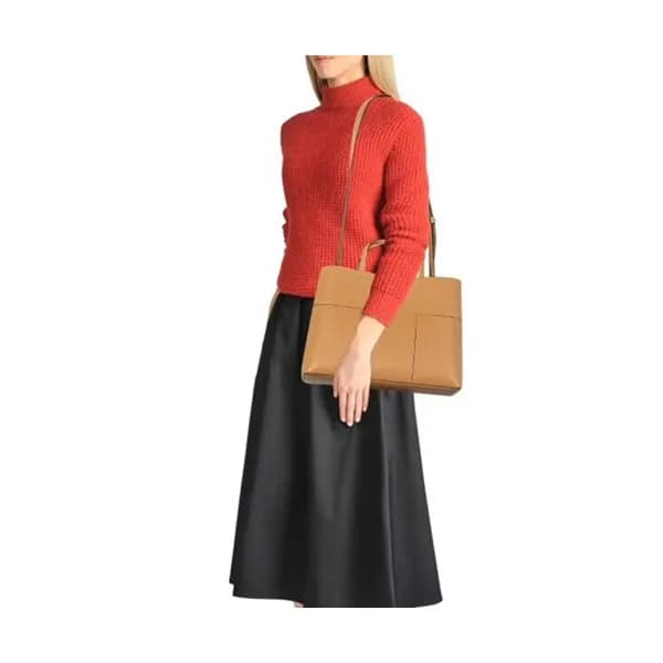 Tory Burch Leather Dark Beige Block-T Triple Compa… - 1