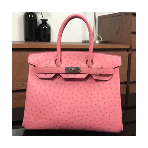 Hermes Birkin Ostrich Leather Tote Shoulder Bag ,3… - 1
