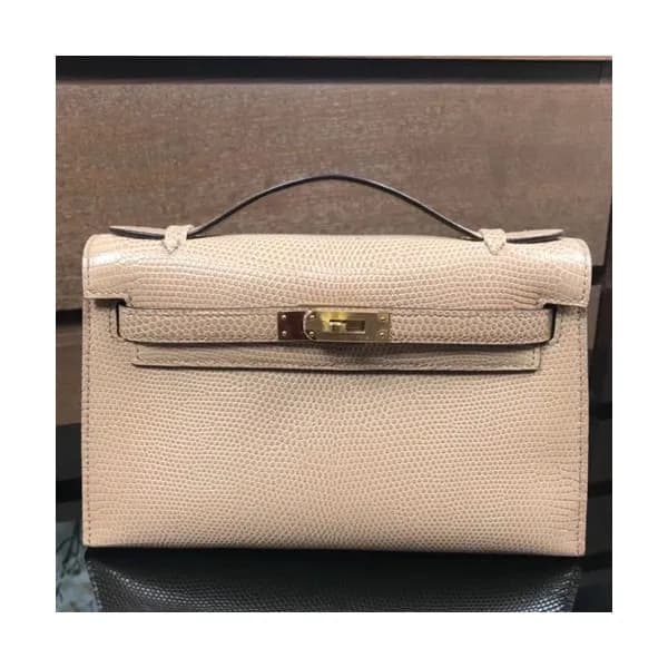 Hermes Mini Kelly Lizard Leather Tote Bag / Clutch… - 1