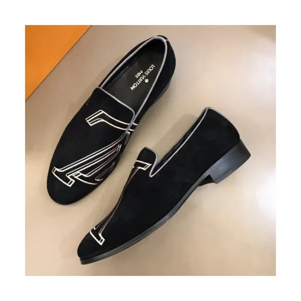 Louis Vuitton 2019 Mens Initial Logo Velvet Loafer… - 1
