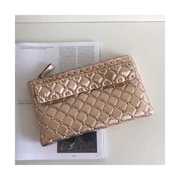 Valentino 2019 Rockstud Leather Clutch Bag,26.5cm … - 1