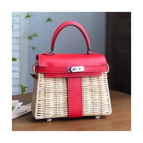 Hermes 2019 Kelly Picnic Rattan Tote Bag ,20cm - 에… - 1