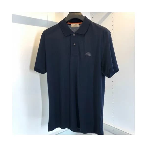 Hermes 2020 Mens Crew-neck Silket Short Sleeved Po… - 1
