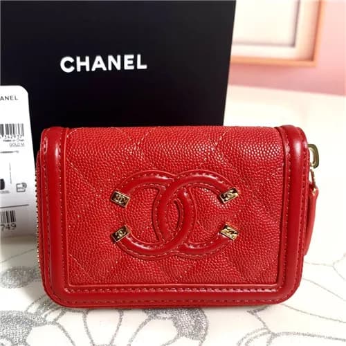 Chanel 2021 Women's Leather Card Purse,11cm,CH… - 1