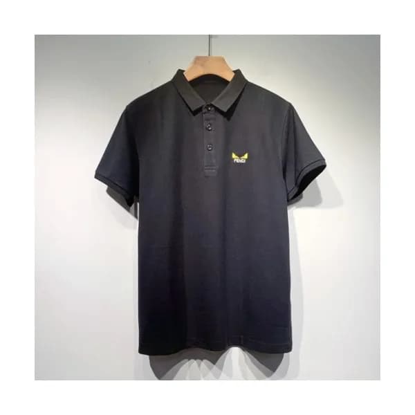 Fendi Mens Logo Casual Short Sleeved Tshirts Blac… - 1