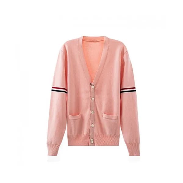 Thom Browne Mm/Wm Strap V-neck Cardigan Pink - 톰브… - 1