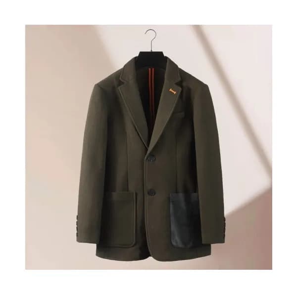 Hermes Mens Business Wool Suit Jackets Khaki - 에르… - 1