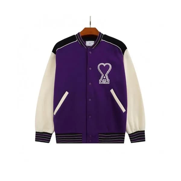 Ami Mens Logo Casual Cashmere Jacket Purple - 아미 … - 1