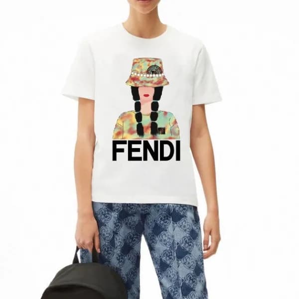 펜디 남/여 크루넥 화이트 반팔티 - Unisex White Tshirts - fen011… - 1