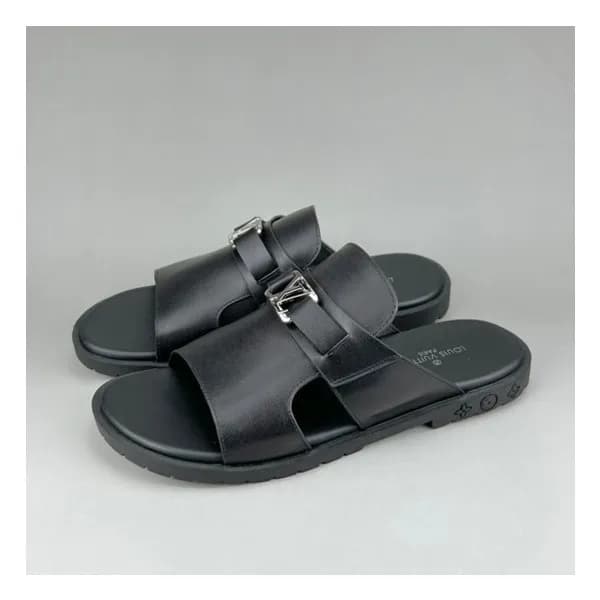 루이비통 남성 이니셜 블랙 슬리퍼 - Mens Black Slippers - lou0427… - 1