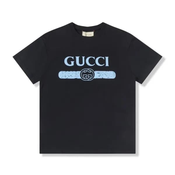 구찌 남/녀 블랙 크루넥 반팔티 - Unisex Black Tshirts - guc0493… - 1