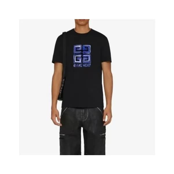 지방시 남성 크루넥 블랙 반팔티 - Givenchy Mens Black Short Slee… - 1