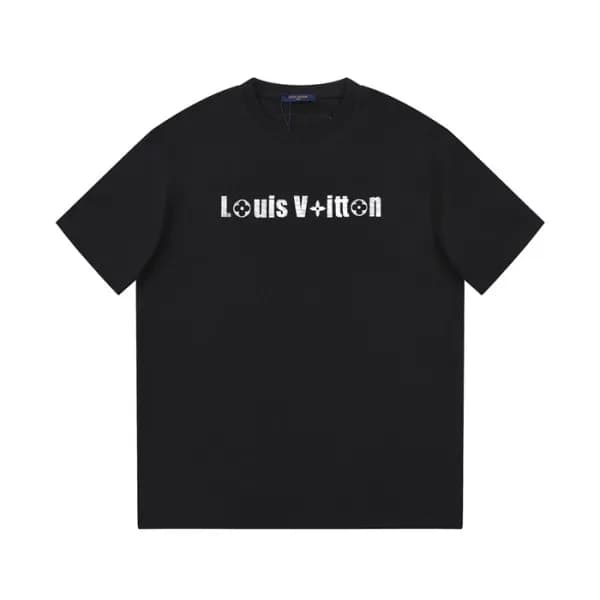 루이비통 남성 블랙 크루넥 반팔티 - Louis vuitton Mens Black Shor… - 1