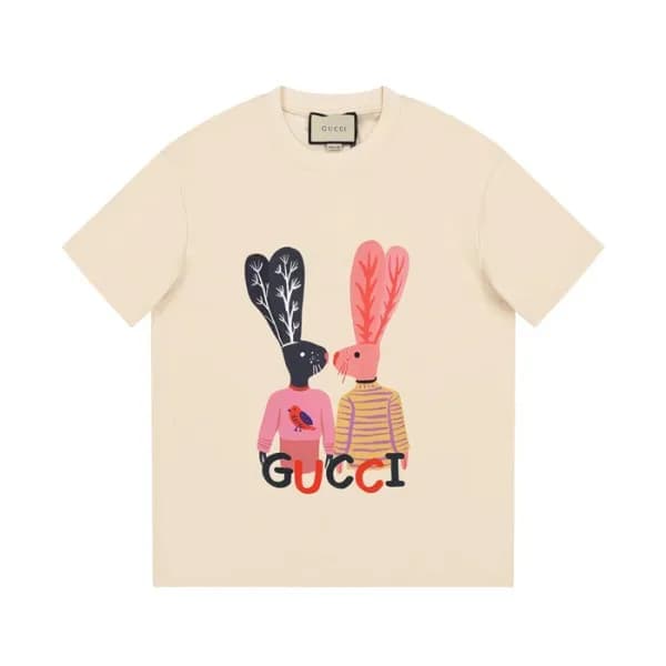 구찌 남/녀 아이보리 크루넥 반팔티 - Gucci Unisex Ivory Short sle… - 1
