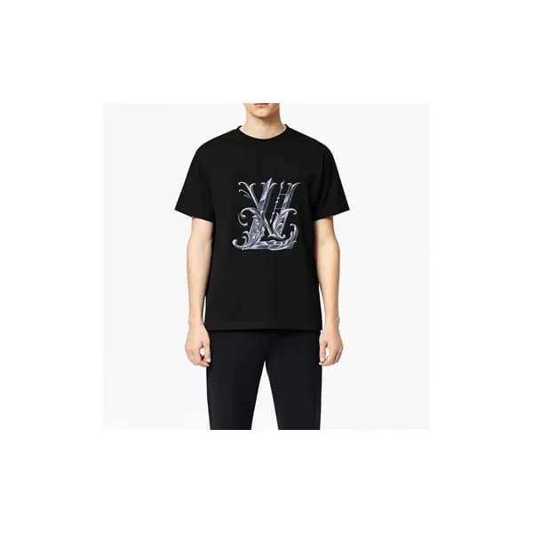 루이비통 남성 블랙 크루넥 반팔티 - Louis vuitton Mens Black Shor… - 1