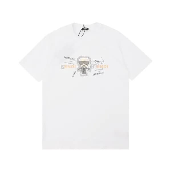 펜디 남성 화이트 크루넥 반팔티 - Fendi Mens White Short sleeved… - 1