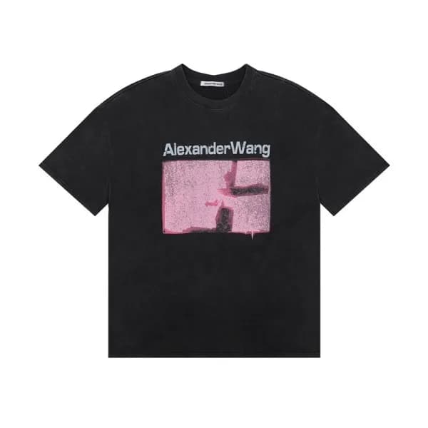 알렉산더왕 남성 블랙 반팔티 - Alexander wang Mens Black Short … - 1