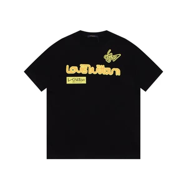 루이비통 남성 블랙 크루넥 반팔티 - Louis vuitton Mens Black Shor… - 1