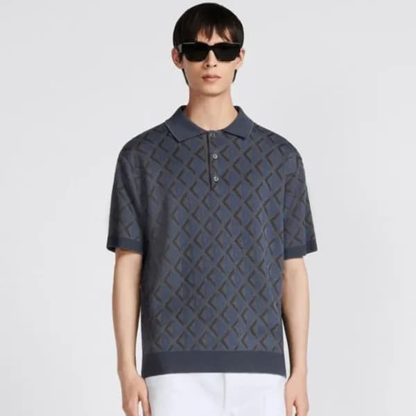 디올 남성 베이지 폴로 반팔티 - Dior Mens Blue Short sleeved Ts… - 1