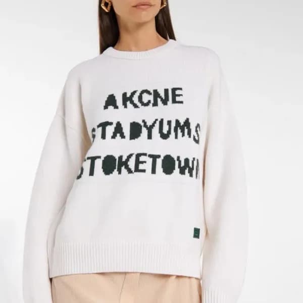 아크네 남/녀 크루넥 화이트 니트 - Acne Unisex White Knits - ace… - 1