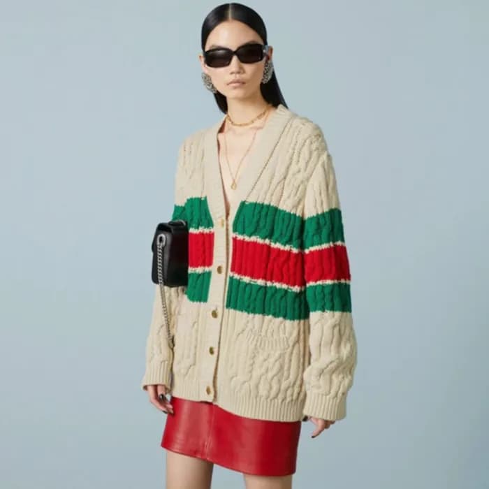 구찌 여성 아이보리 브이넥 가디건 - Gucci Womens Ivory Cardigan -… - 1