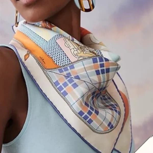 에르메스 여성 블루 스카프 - Hermes Womens Blue Scarf - acc135… - 1
