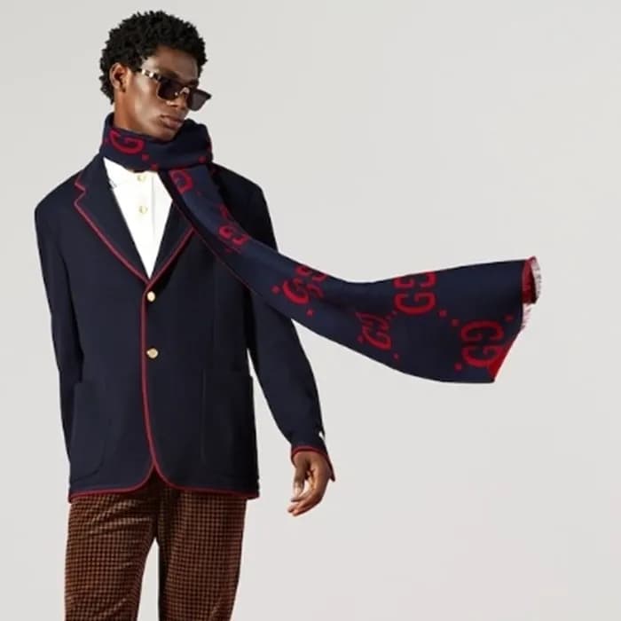 구찌 남/녀 네이비 머플러 - Gucci Unisex Navy Muffler - acc17… - 1