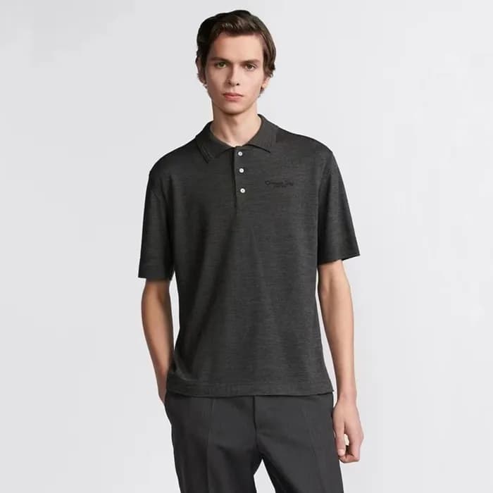 디올 남성 차콜 반팔 폴로 티셔츠 - Dior Mens Charcoal Polo Tshir… - 1