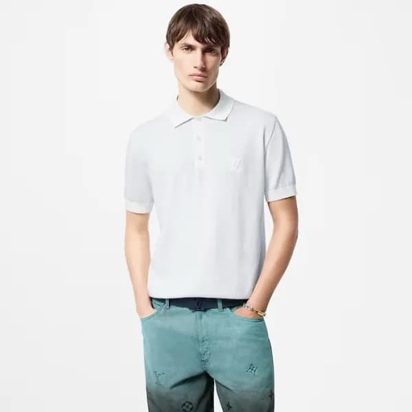 루이비통 남성 화이트 폴로 반팔 티셔츠 - Louis vuitton Mens White T… - 1