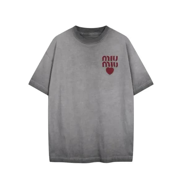 미우미우 남/녀 라운드 반팔 티셔츠 - Miumiu Unisex Round Tshirt -… - 1