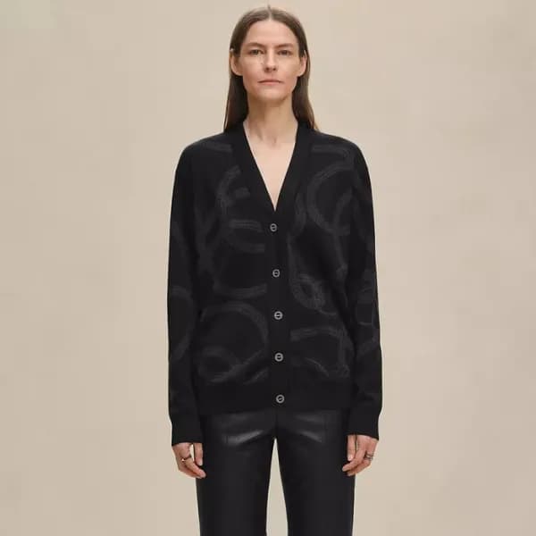 에르메스 여성 브이넥 가디건 - Hermes Womens V-neck Cardigan - … - 1