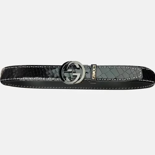 [구찌] 인터로킹 더블 G-버클 뱀무늬 남성용 벨트 gu0018y - Gucci Inter… - 1