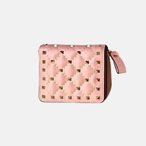 Valentino 2018 Rockstud Leather Zippy Small Wallet… - 1