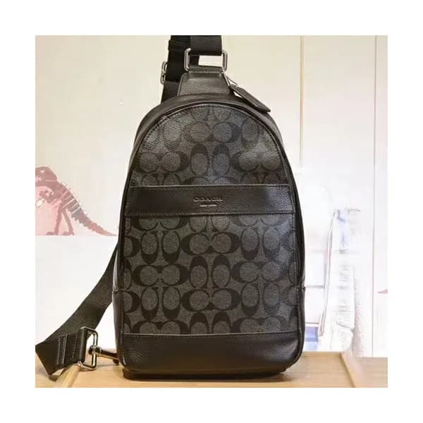 Coach Leather Hip Sack ,20cm - 코치 남성용 레더 힙색 , COAB… - 1