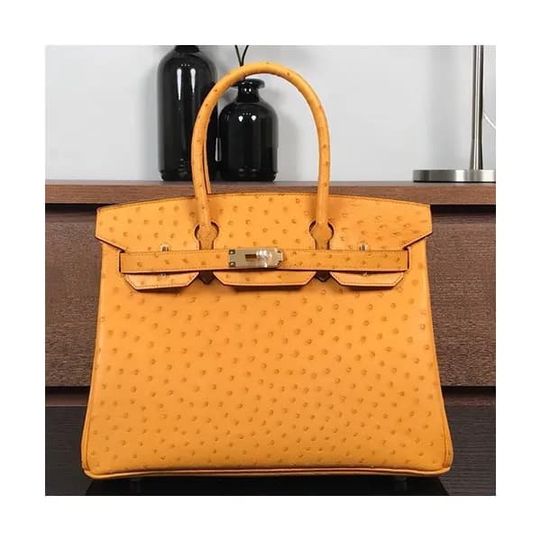 Hermes Birkin Ostrich Leather Tote Shoulder Bag ,3… - 1